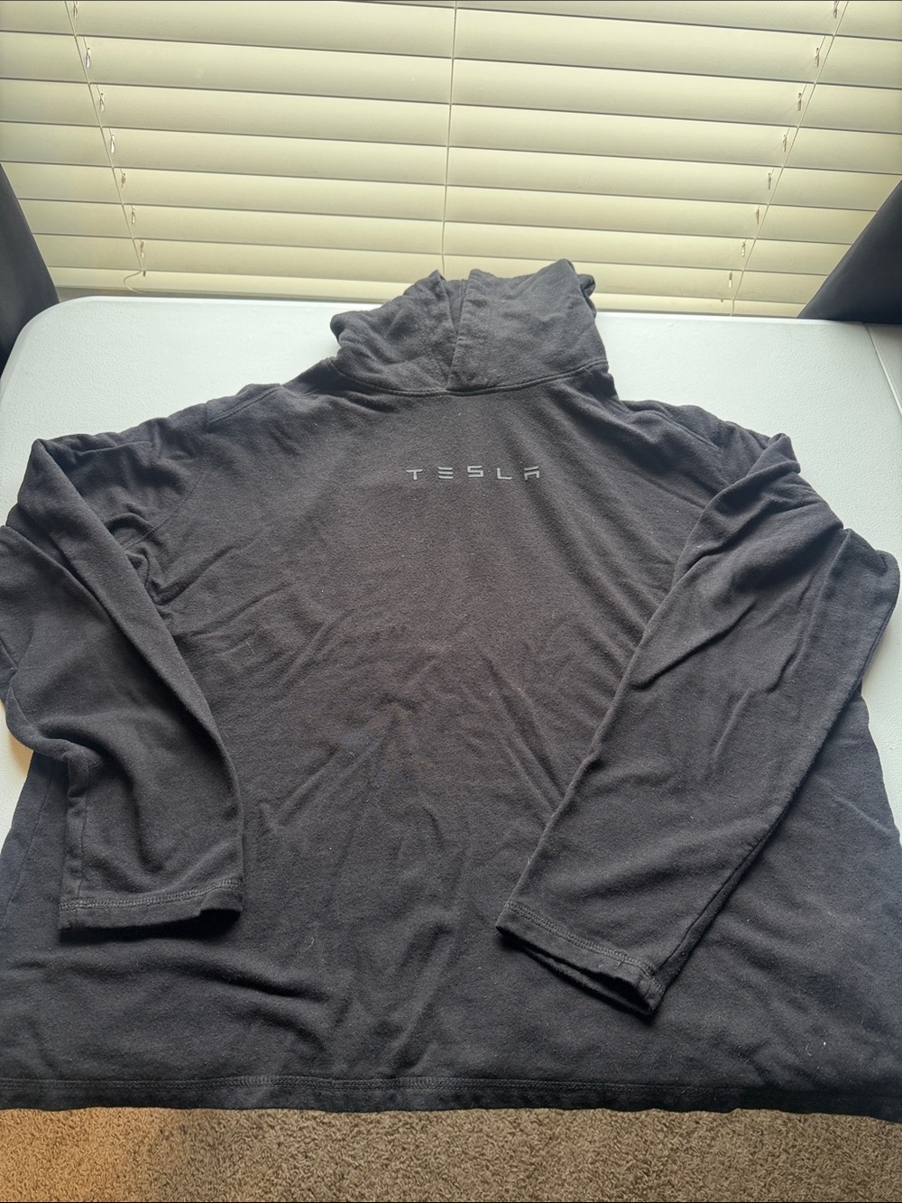 Tesla Black Hooded Long Sleeve Sweatshirt with Subtle Logo